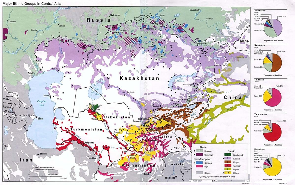 地図のカザフスタンの人口