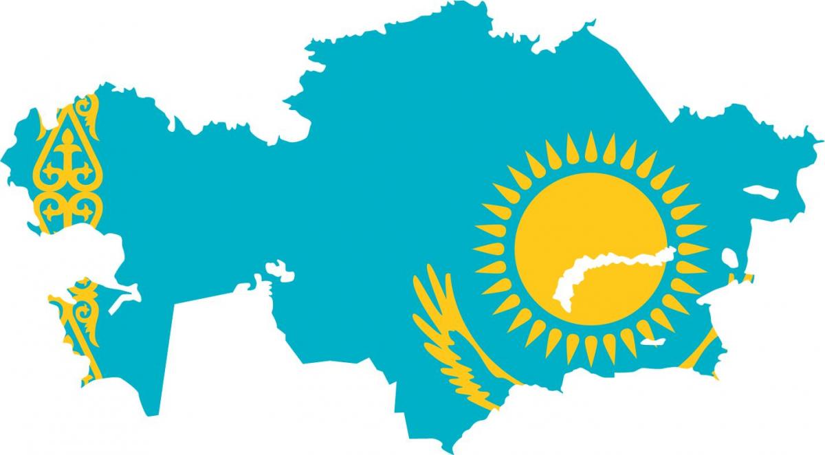 地図のカザフスタンのフラグ