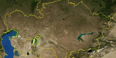 地図のカザフスタンの地形