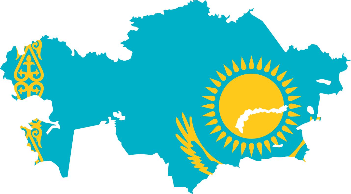 カザフスタンの国旗を地図 地図のカザフスタンの国旗を中央アジア アジア
