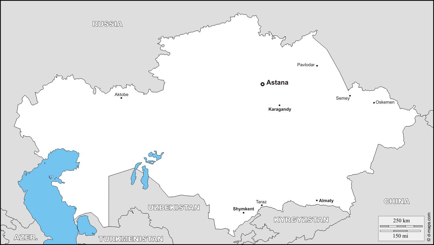 カザフスタンの白地図 地図のカザフスタンを空白 中央アジア アジア