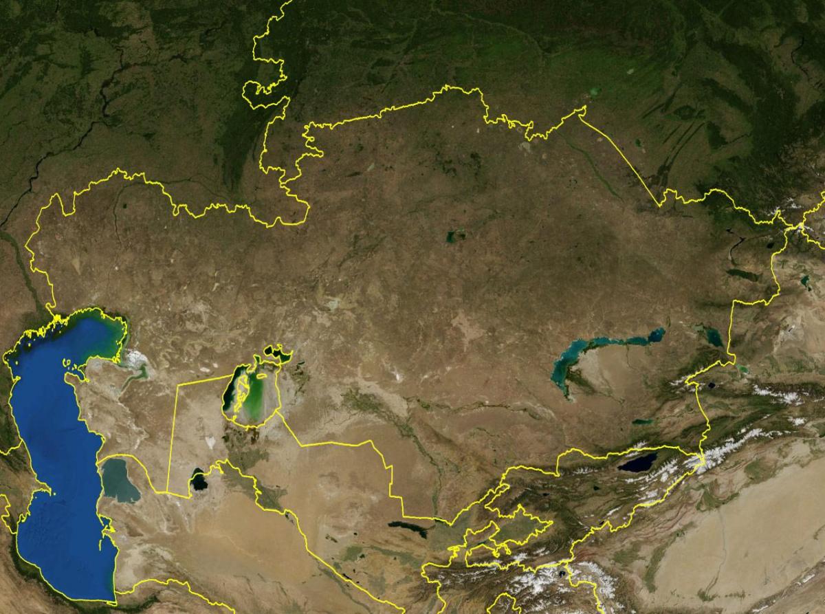 地図のカザフスタンの地形
