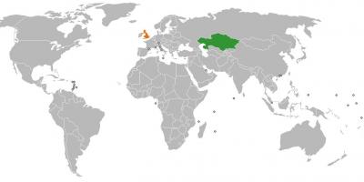 カザフスタンの場所が世界の地図